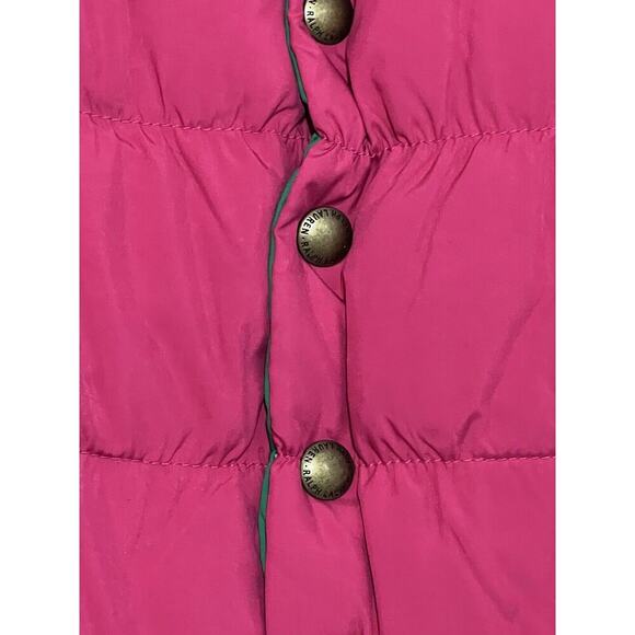 Ralph Lauren Reversible Vest Girls 3T Pink Green PUFFER Down Crest Horse Toddler - Picture 5 of 8